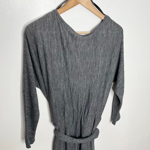 Anine Bing Womens Wool Blend Long Sleeve Mini Dress M Gray Belted Tie Waist - Picture 7 of 10